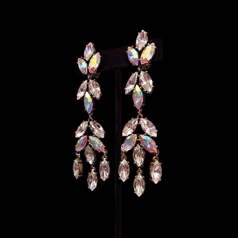 Sequin Aurora Borealis Rhinestone Long Dangle Sta… - image 5